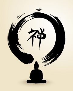 Zen circle and Buddha illustration